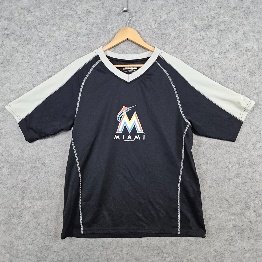MLB Genuine Merchandise Miami Marlins Tee‎ Size L T-Shirt Black SMUDGE & SNAGS